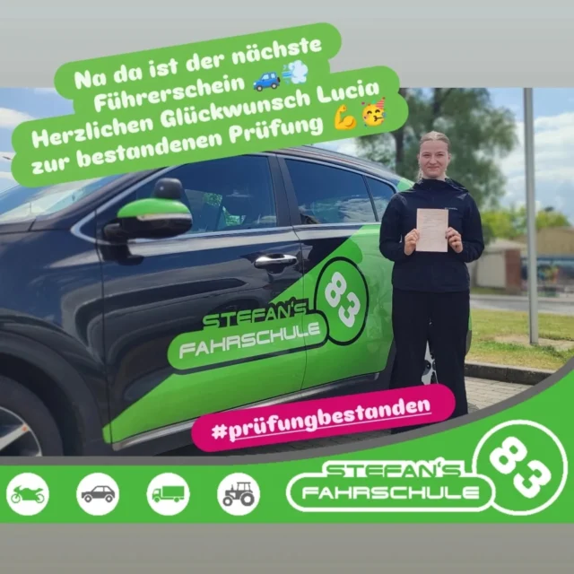 #stefansfahrschule83 
#prüfungbestanden 
#beimerstenmalbestanden 
#allesbeimerstenmalbestanden 
#fahrenlernenmitspaß 
#diegrünefahrschule 
#diefahrschuleinbernburg 
#führerscheinausbildung 
#führerschein #fahrschule 
#bernburgsaale #bernburg
#köthenanhalt #köthen